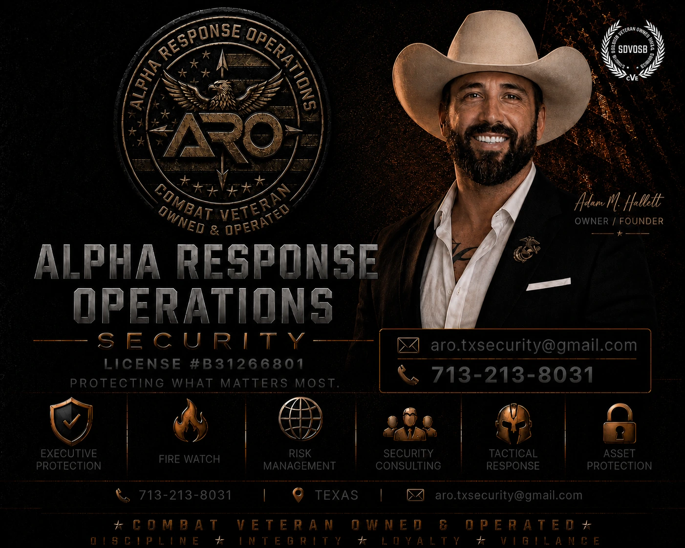 Adam M. Hallett, owner and founder of Alpha Response Operations
